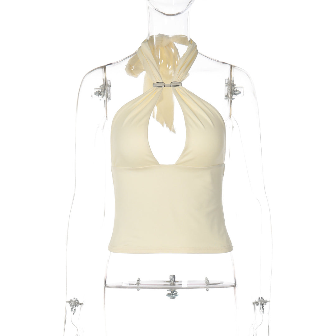 Dame top med raffineret halterneck-design og elegant spænde Skovae