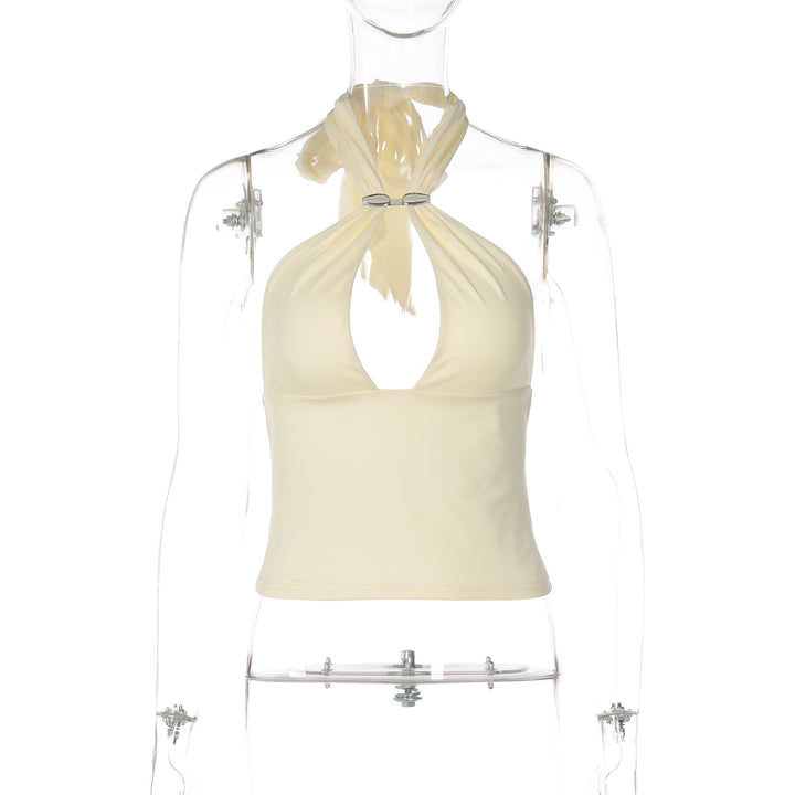 Dame top med raffineret halterneck-design og elegant spænde Skovae