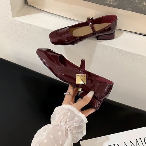 Dame blokhæls Mary Jane ballerinaer med justerbar rem Stilla