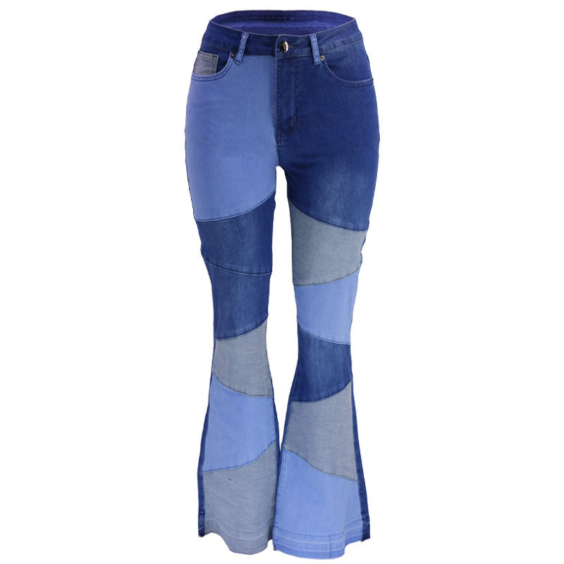 Dame Flared Jeans i moderne farveblokdesign Stilla
