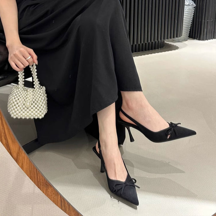 Dame Slingback Spidstårne med Sløjfe Design Stilla