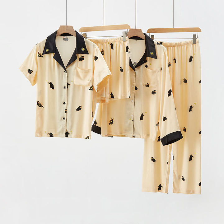 Dame Satin Pyjamasæt med elegant mønster og komfortabel pasform Stilla