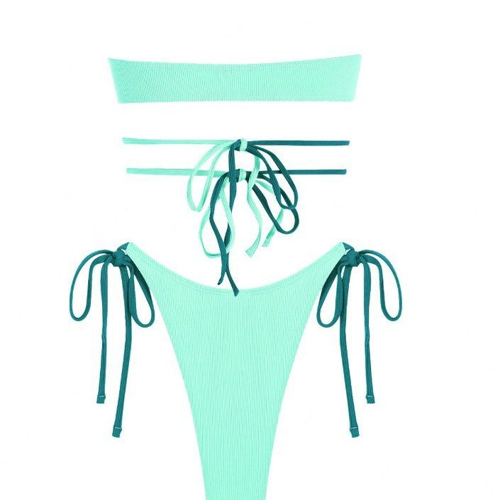 Dame Triangel-Bikini-Sæt med justerbare stropper og krydset design Stilla