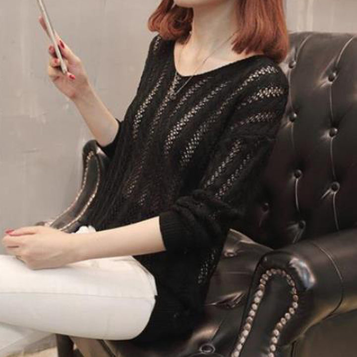 Femme Open-Back Strikpullover Stilla
