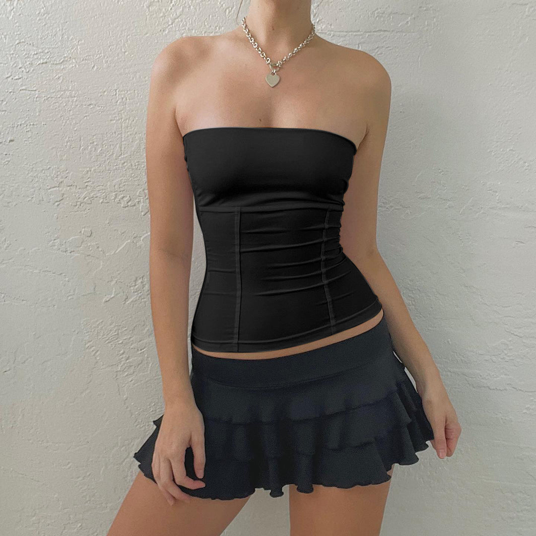 Dame Tube-top med figurformende snit Skovae