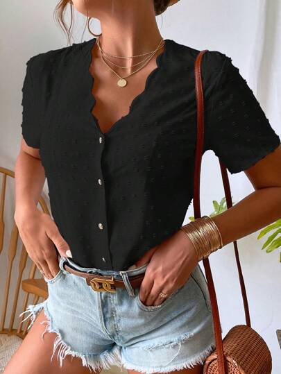 Dame bluse med fint strukturdesign Stilla