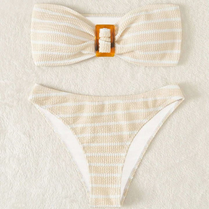 Dame bandeau bikini med fashionable bælte detaljer Stilla