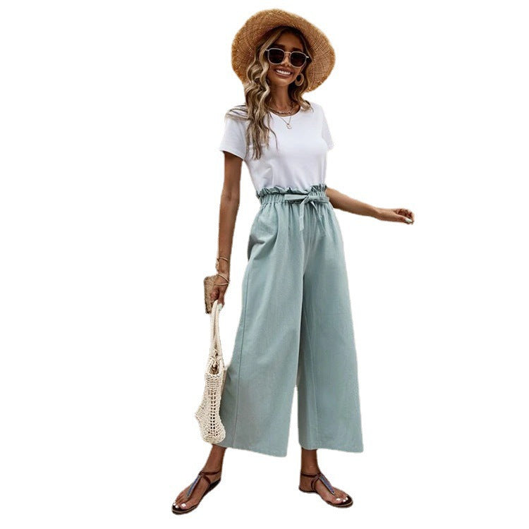 Dame brede culotte-bukser med elastisk talje og moderne design Stilla