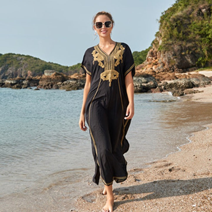 Dame Elegant Strandkaftan med eksklusive broderidetaljer Stilla