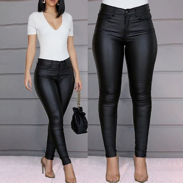 Dame Kvalitets Skinny Jeans i moderigtig Lak-look Stilla
