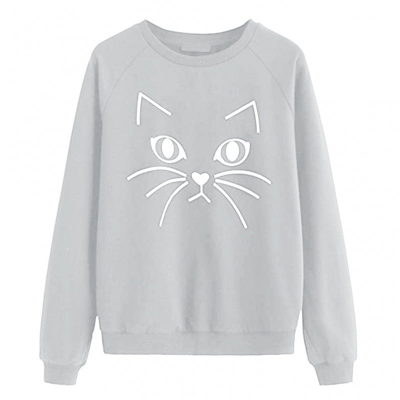 Kvinders sweatshirt med kattemotiv Stilla