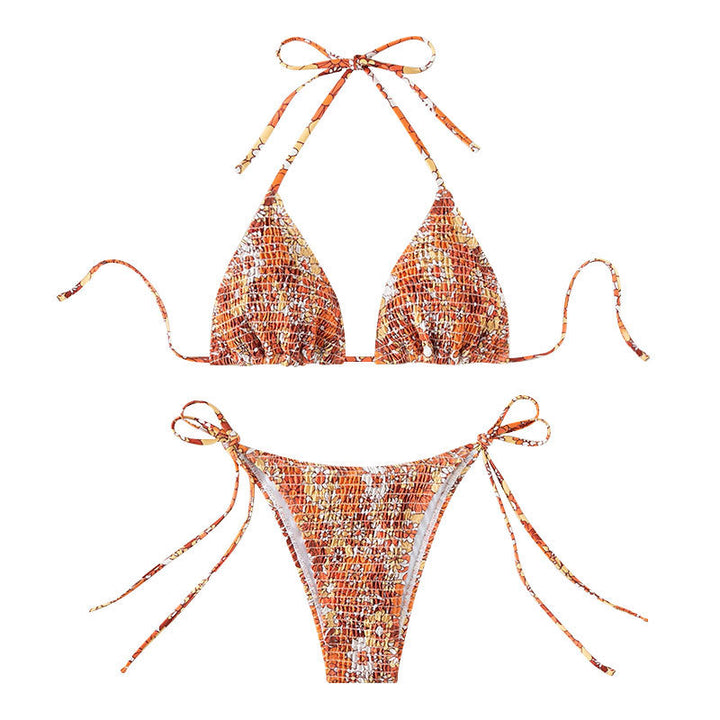 Dame trekant bikini med trendy flæsedesign Skovae