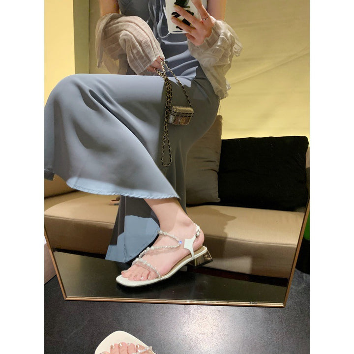 Dame Strappy Sandaler med strass dekoration flad Stilla