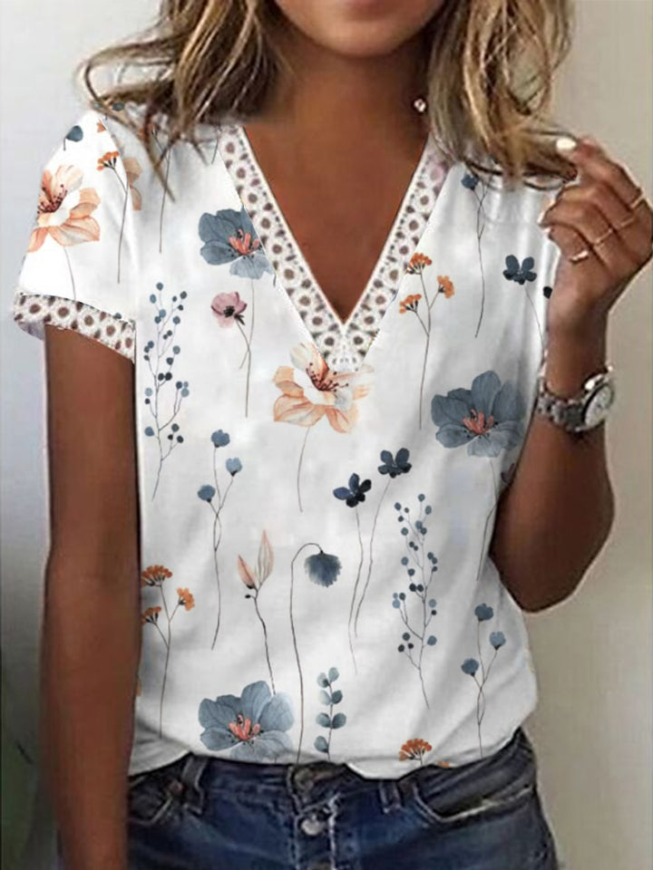Dame Glitrende V-Pullover Bluse Skovae