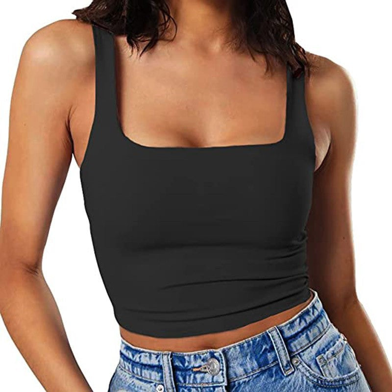 Dame Crop-Top med firkantet udskæring og smal pasform Skovae