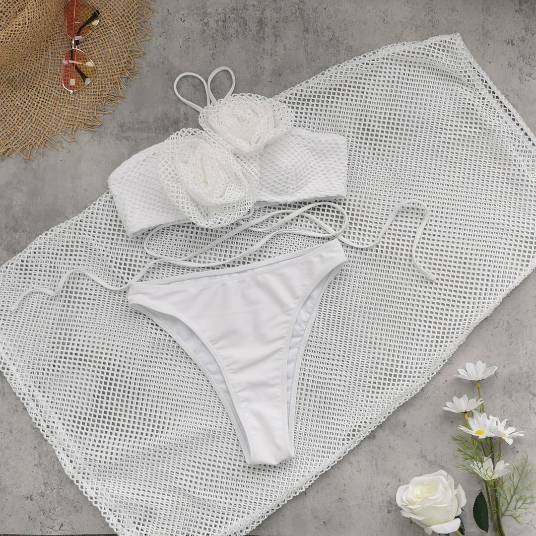 Dame Bikini-sæt med florale spidser og finnet netovertræk Stilla
