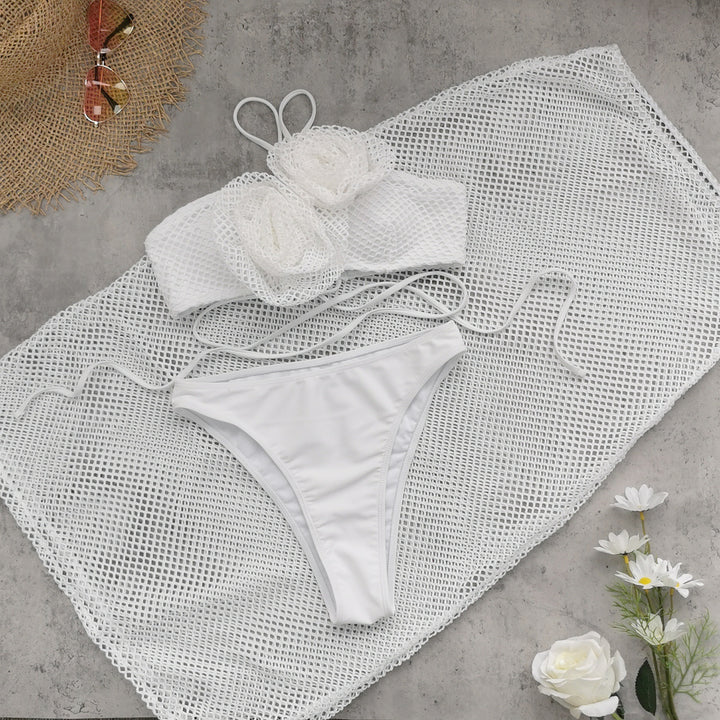 Dame Bikini-sæt med florale spidser og finnet netovertræk Stilla