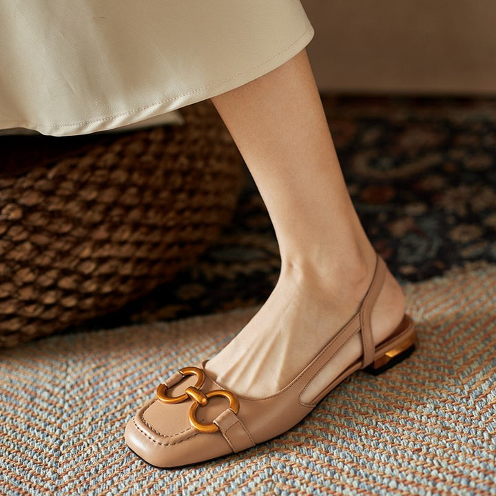 Femme elegante Slingback Ballerinaer med kæde-detalje Stilla