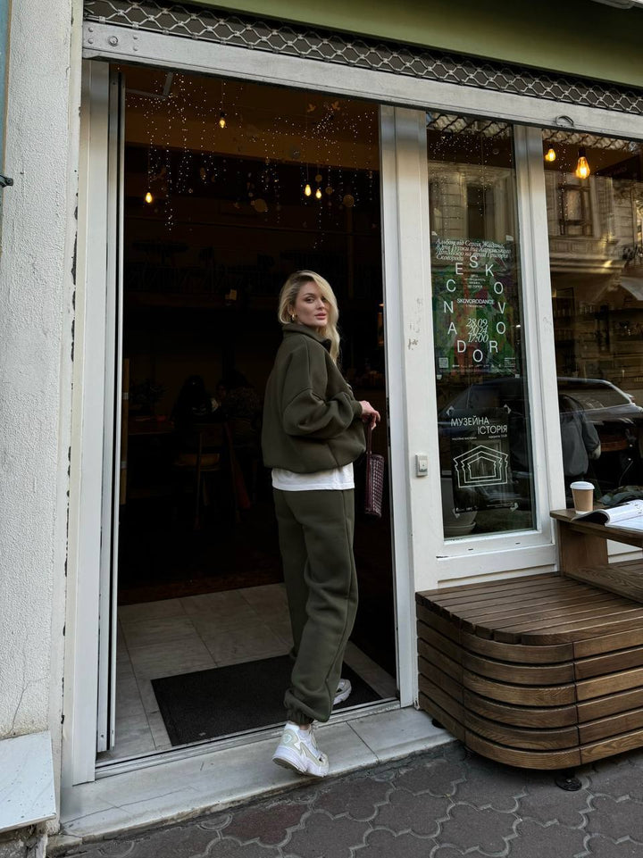 Dame afslappet sweatshirt-sæt med elastisk kant Stilla