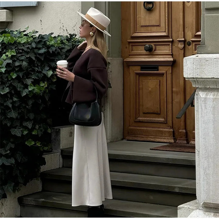 Kvinderne trendy cardigan med asymmetrisk snit og store knapper Stilla