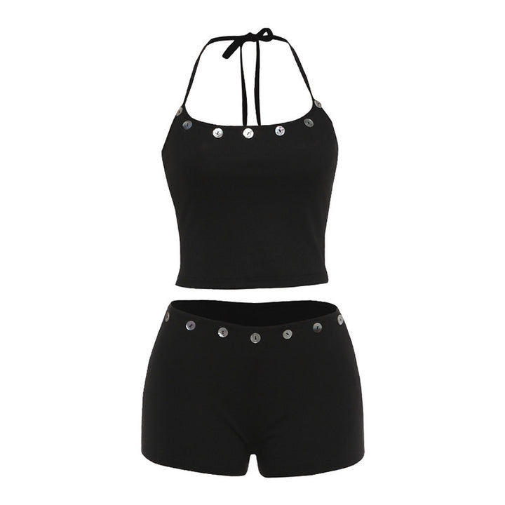 Dame bikini-sæt med moderne pailette-detaljer og justerbare stropper Skovae