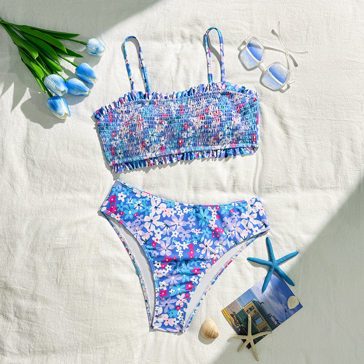 Dame Bralette-bikini-sæt med florale flæser Stilla