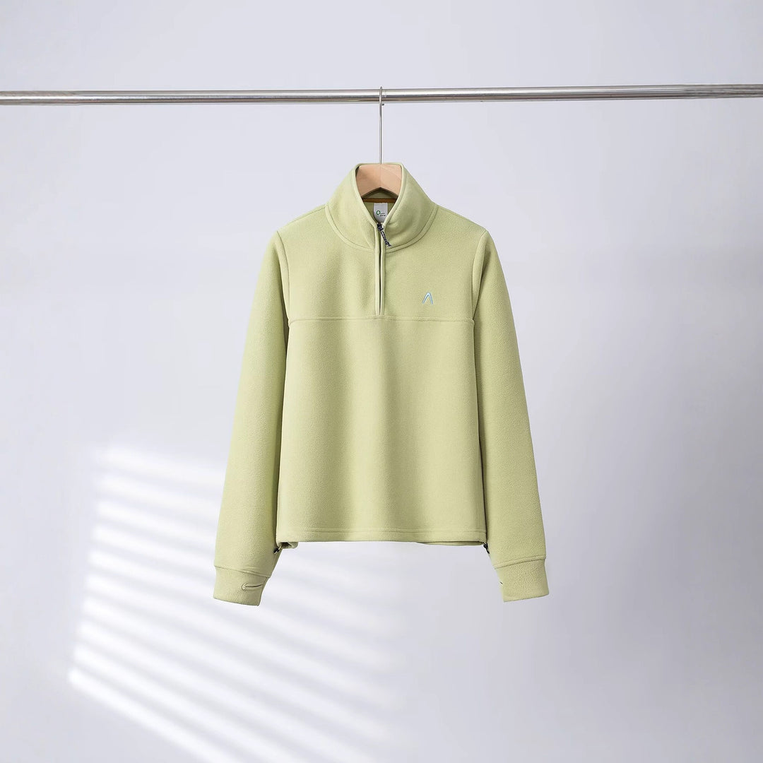 Kvinders fleece pullover med halv lynlås og elastiske manchetter Stilla