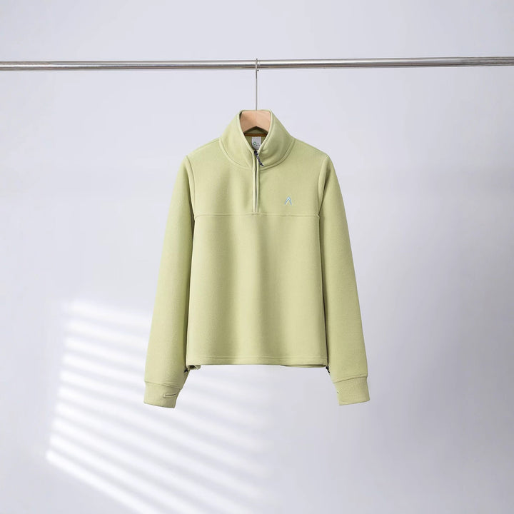 Kvinders fleece pullover med halv lynlås og elastiske manchetter Stilla