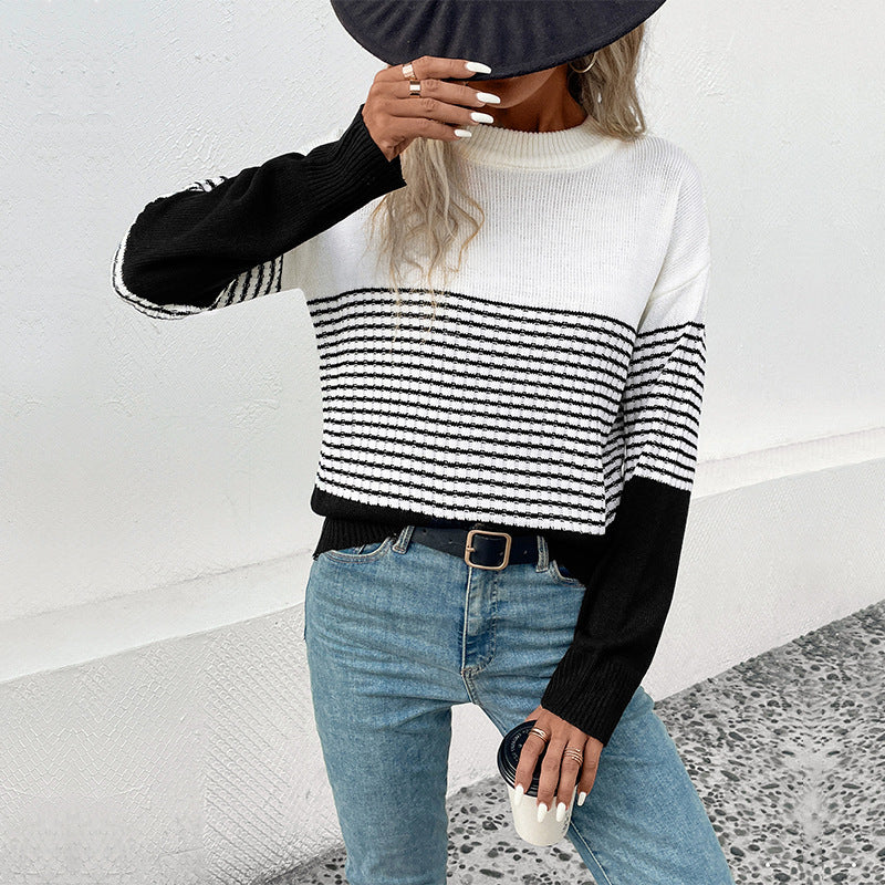 Dame stribet pullover med afslappet snit og moderne design Stilla
