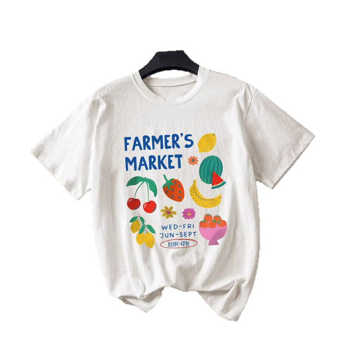 Dame T-shirt med kreativ frugt-design Skovae