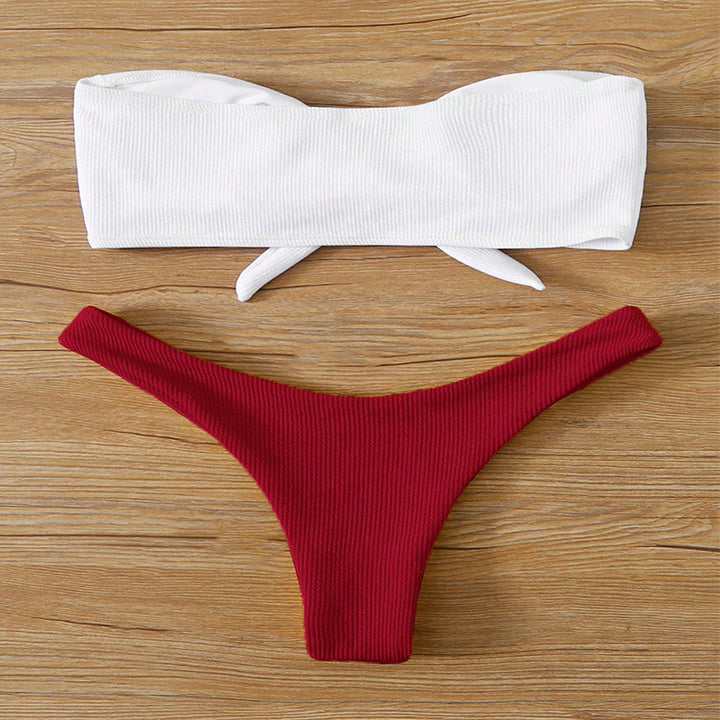 Dame bikini-sæt med bandeau top og høj benudskæring Stilla