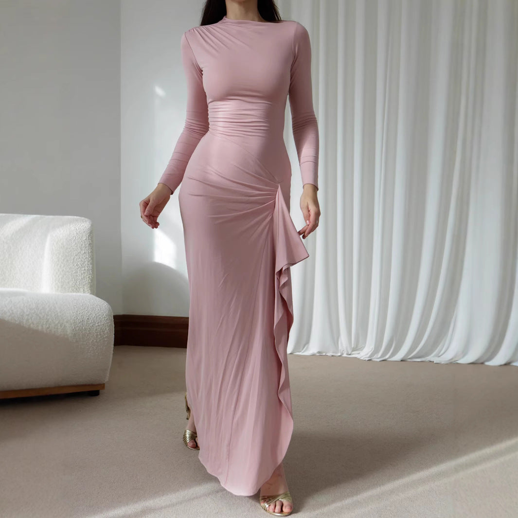 Damer Elegant Maxikjole med asymmetrisk design og rynker Stilla