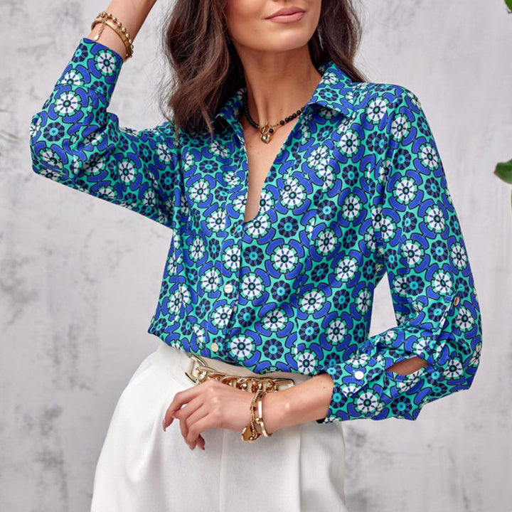 Dame Modisk Bluse med blomsterprint og elegante detaljer Stilla
