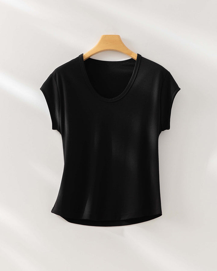 Femme Cap Sleeve Modal Blandingsmateriale Top Stilla