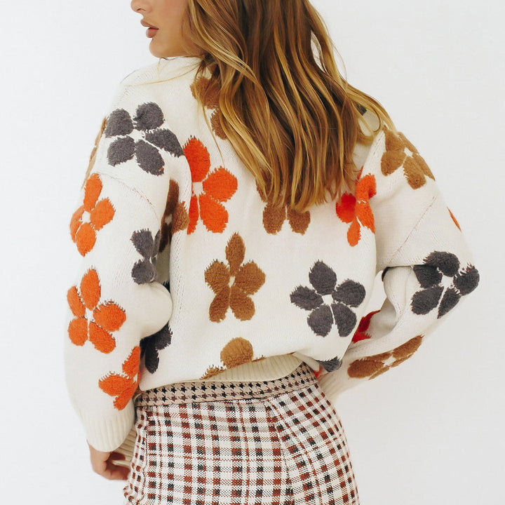 Damer hyggelig cardigan med farverigt blomsterdesign Stilla