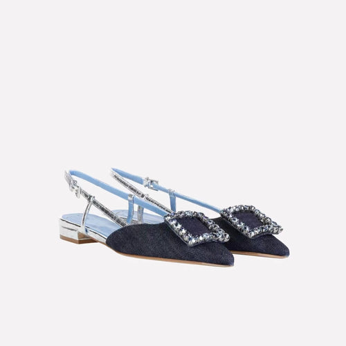 Femme Slingback-flade med krystaldekoration Stilla
