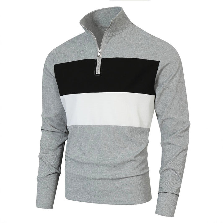 Herrer mode højkrave sweater med lynlås og struktureret design Stilla