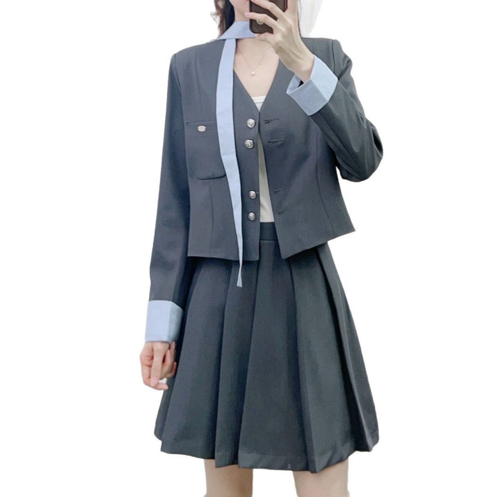 Dame To-delt Blazer-nederdel-sæt med elegante detaljer og moderne snit Stilla