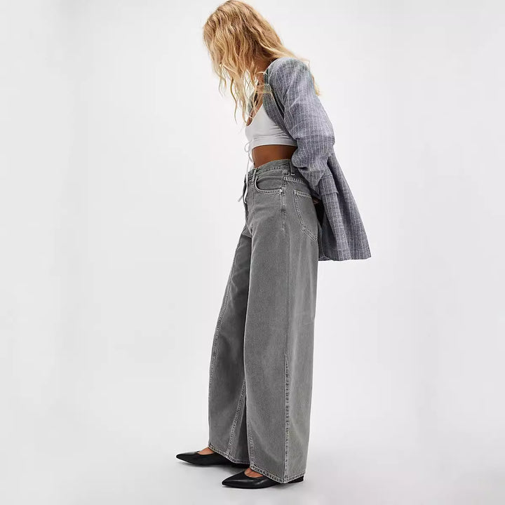 Dame bredt skåret jeans med høj talje Stilla