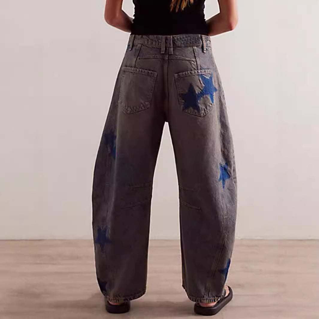 Dame Trendy Jeans med Stjernemønster Stilla