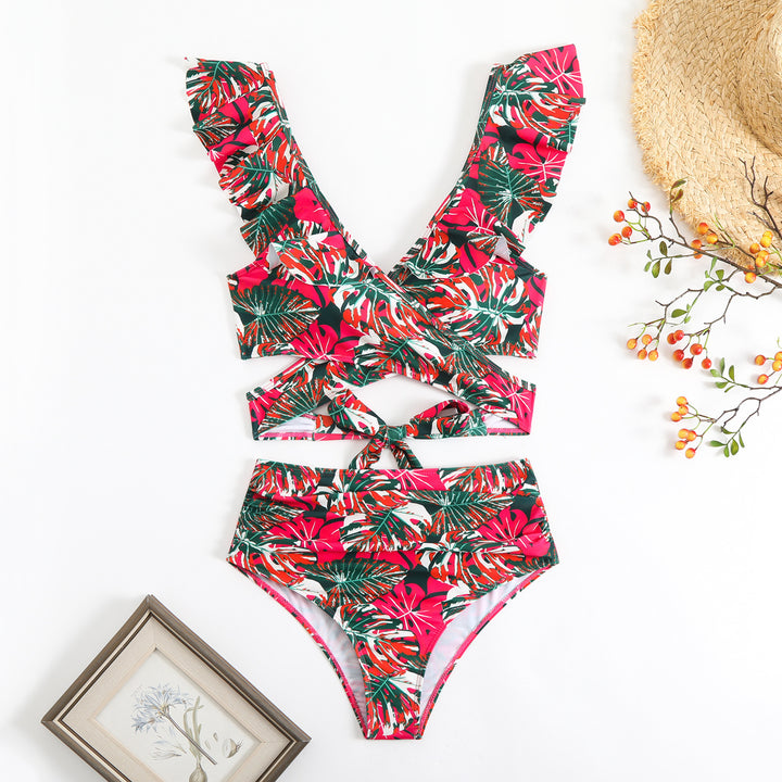 Dame bikini sæt med muntert blomsterdesign og raffineret rygskæring Stilla