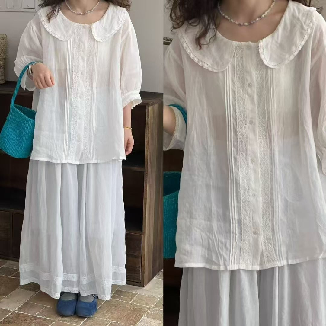 Femme Vintage Spidskrave Bluse Stilla