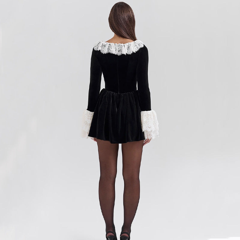 Femme Spidsbesat Samtkjole Stilla