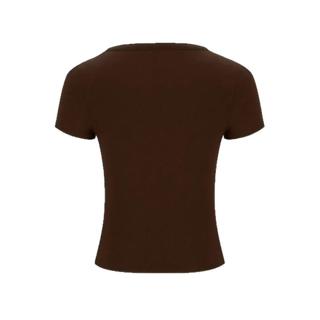 Femme Deep V-udskæring Tæt T-Shirt Stilla