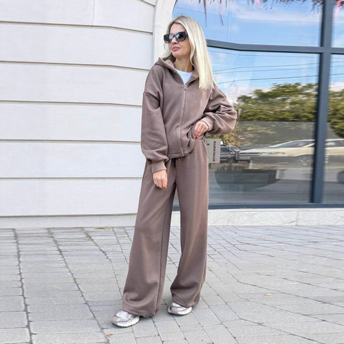 Kvinders Oversized Hoodie og Bred Bukser Sæt Chic & Stilfuld