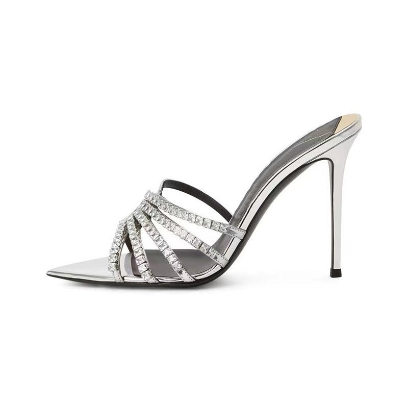 Femme strass-besatte high-heel-mules Stilla