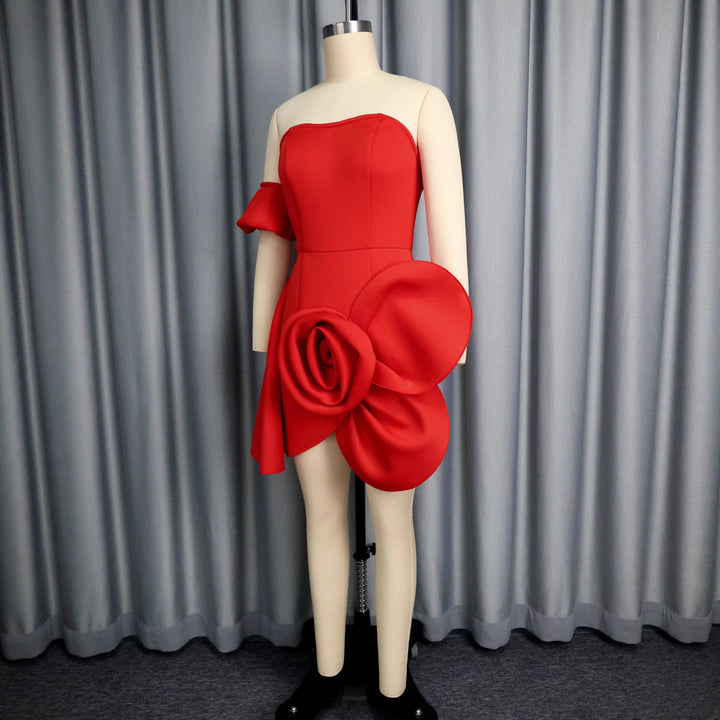 Dame Cocktailkjole med floral drapering Skovae
