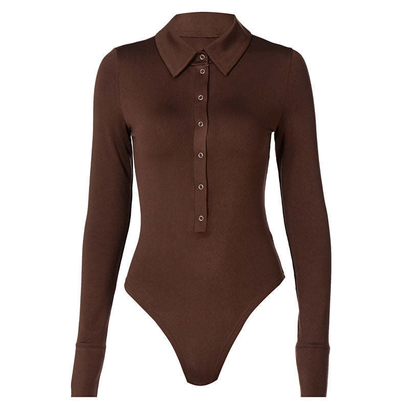 Dame Langærmet Body med elegant knapliste Stilla