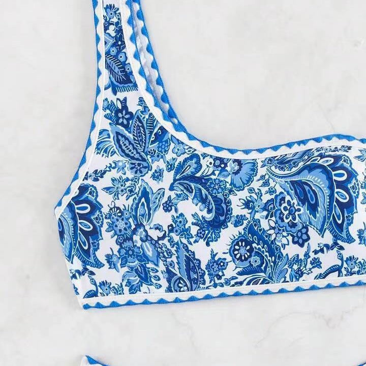 Kvinde asymmetrisk blomsterprint bikini-sæt Stilla 1750313382
