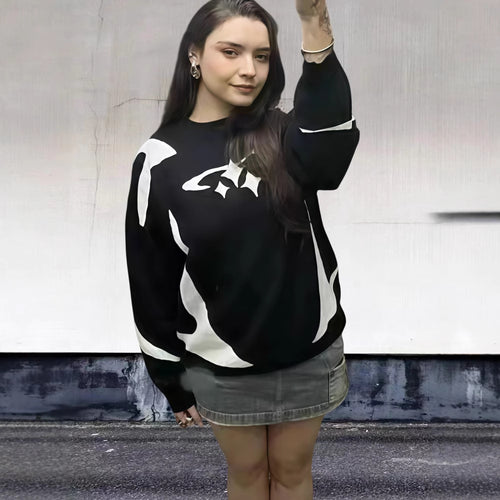 Herrer trendy sweatshirt med markant grafisk mønster og løs pasform Stilla